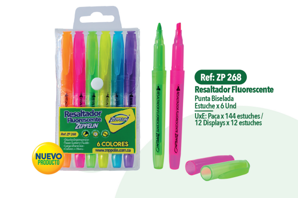 RESALTADOR FLUORESENTE X6 ZEPPELIN ZP-268