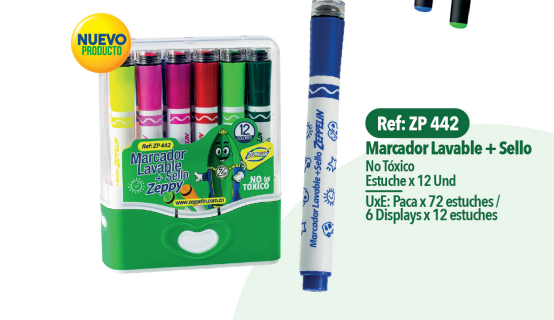 MARCADOR LAVABLE CON SELLO ZEPPELIN X12 ZP442