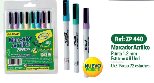 MARCADOR ACRILICO PASTEL ZEPPELIN X8 ZP440