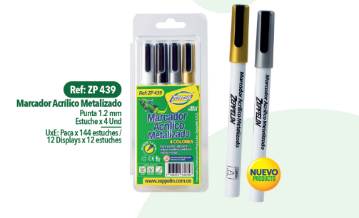 MARCADOR ACRILICO MET ZEPPELIN X4 ZP439