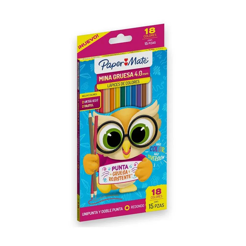 COLOR PAPER MATE 12+3 18COLORES MINA 4.0