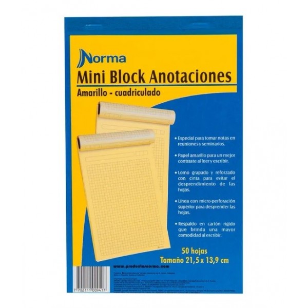 BLOCK 1/2 CARTA AMARILLO NORMA