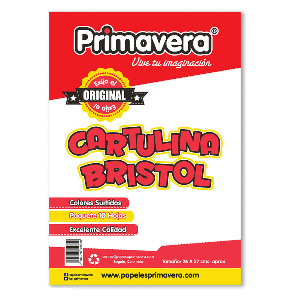 CARTULINA BRISTOL 1/8 BLANCA X8 PRIMAVERA