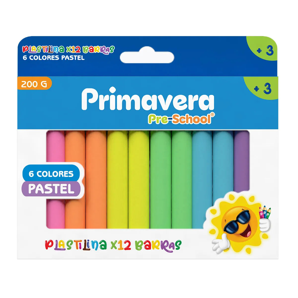 PLASTILINA PRE-SCHOOL X 10 PRIMAVERA MATE/PASTEL/ NEÓN