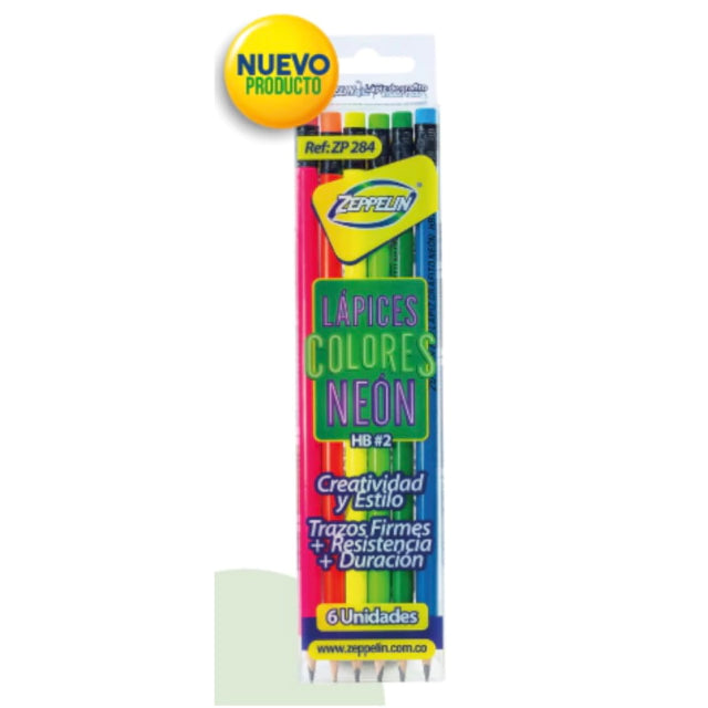 LAPIZ NEGRO COLORES NEON ZEPPELIN X6