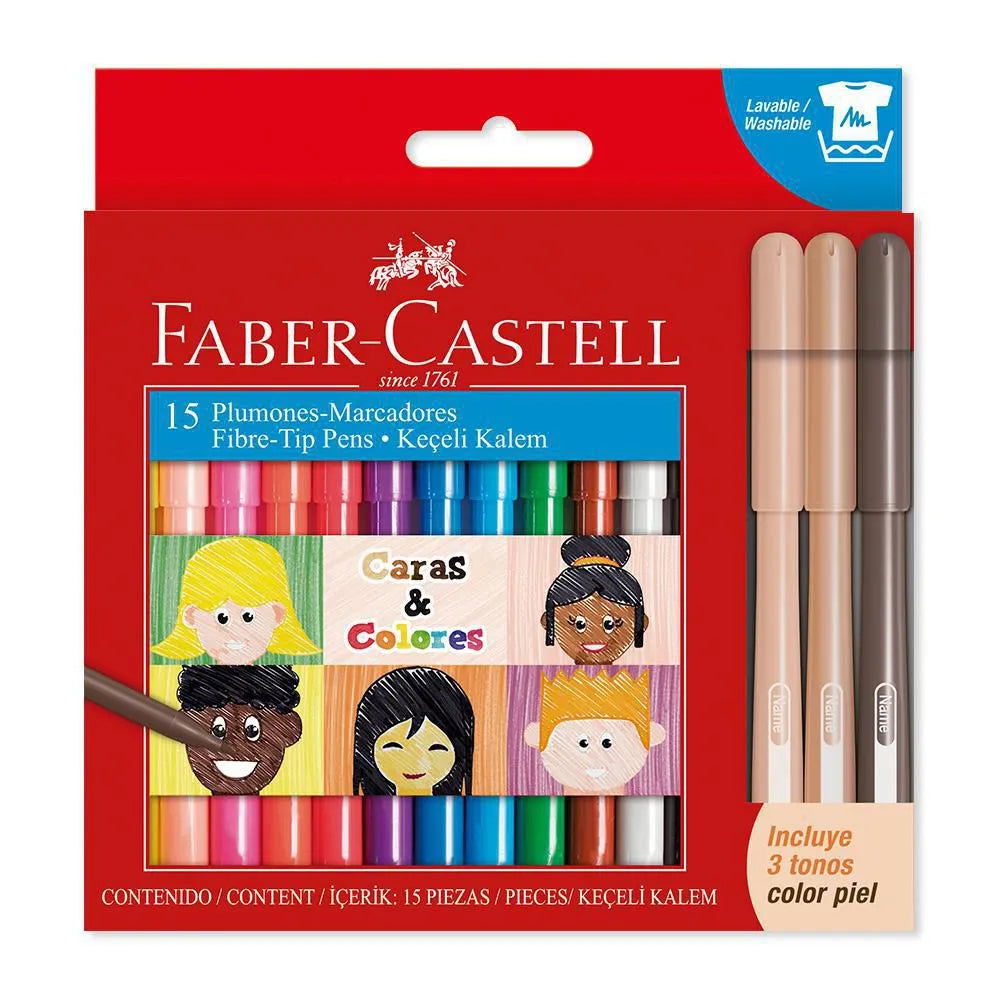 PLUMONES FIESTA X12 + 3 PIEL FABER-CASTELL
