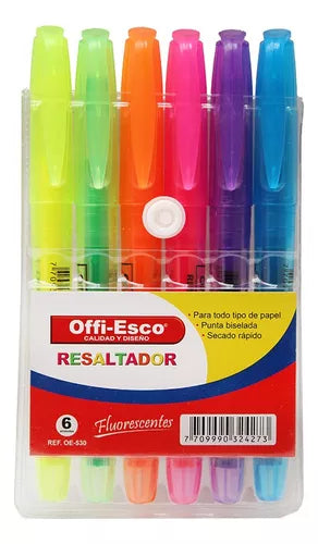 RESALTADOR ESTUCHE X6 OE 530 OFFIESCO NEON-PASTEL