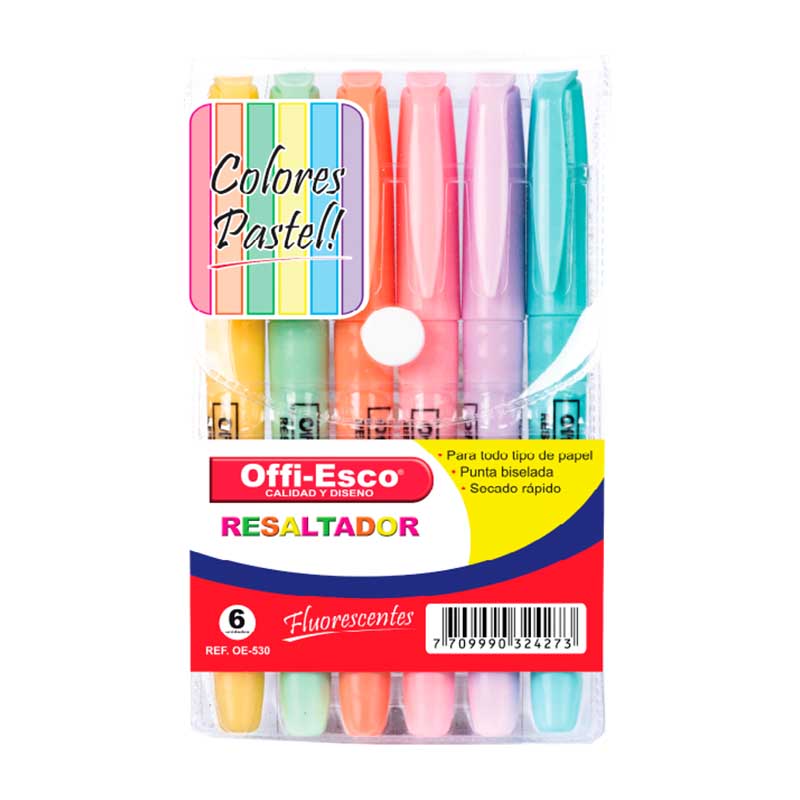 RESALTADOR ESTUCHE X6 OE 530 OFFIESCO NEON-PASTEL