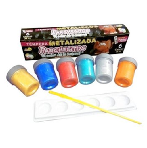 TEMPERA PARCHESITOS METALICA X 6