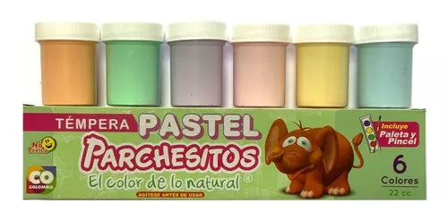 TEMPERA PARCHESITOS PASTEL X6