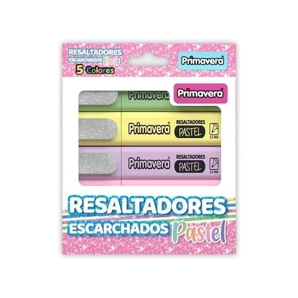 RESALTADOR GLITTER PASTEL PRIMAVERA X6