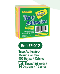 MEMO ADHESIVO NEON 400H 76*76 ZEPPELIN