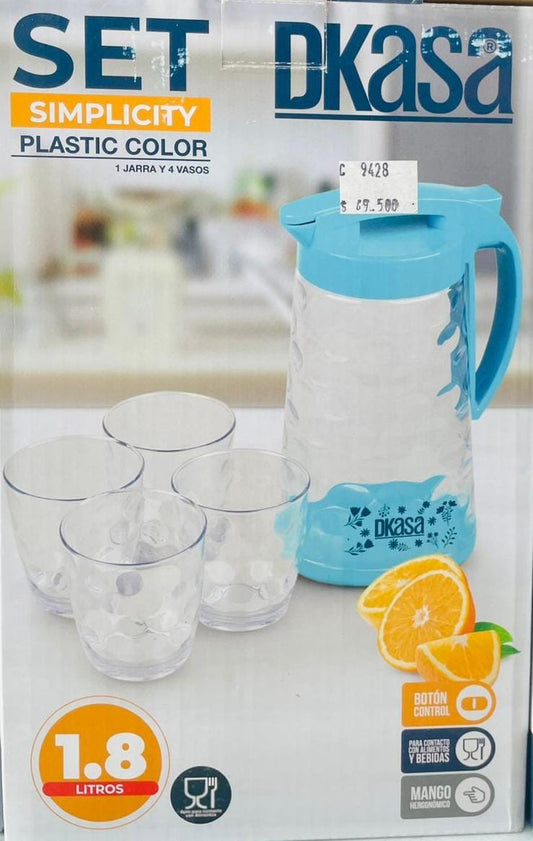 SET JARRA MAS VASOS  MULTICOLOR DKASA