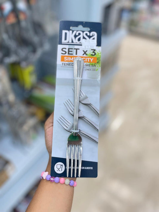 SET X 3 TENEDOR DE MESA DKASA