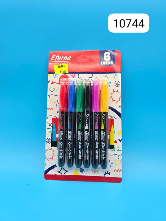 MARCADOR PUNTA FINA MULRICOLOR ETERNA X 6 ET1295
