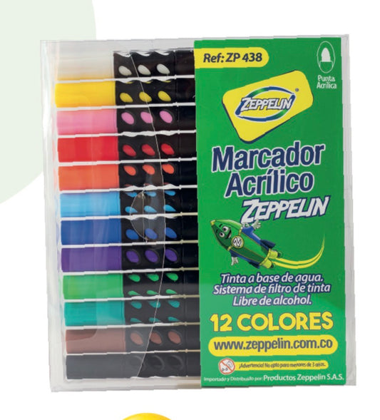 MARCADOR ACRÍLICO ZEPPELIN X12 ZP 438