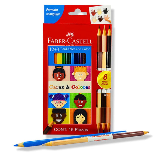 COLOR FABER CASTELL TRIANGULAR 12+3 CARAS & COLOR