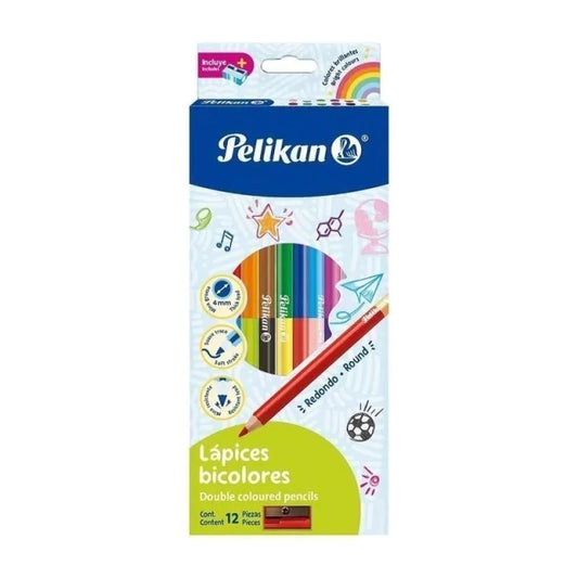 COLORES DOBLE PUNTA PELIKAN X 12