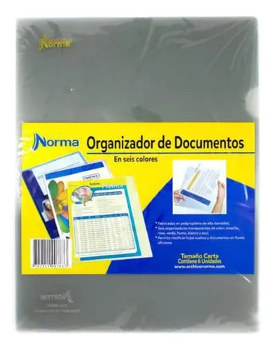 ORGANIZADOR DE DOCUMENTOS NORMA PLASTICO PAQ X 6
