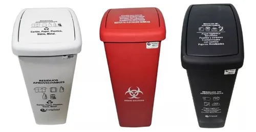 PAPELERA TAPA PLANA 55LT