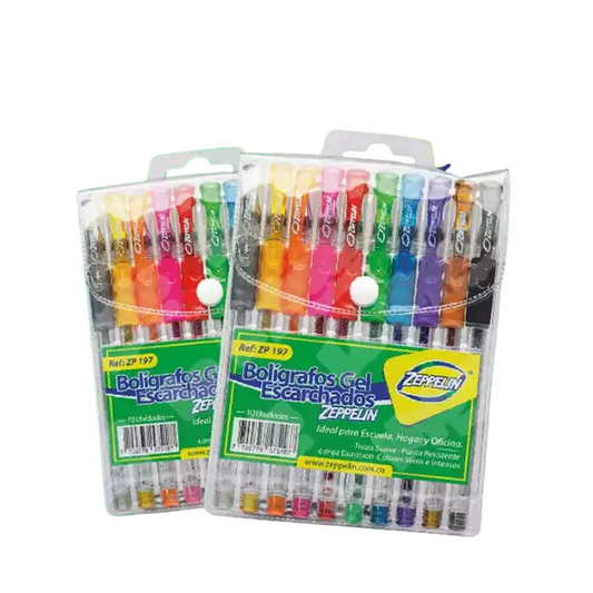 LAPICERO GEL ESCARCHADO X10 ZEPPELIN-OFFIE  ZP-197
