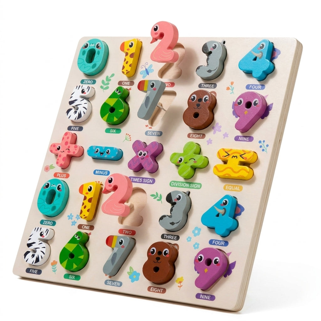 DIDÁCTICO TABLA ENCAJABLE NÚMEROS / LETRAS / ANIMALES
