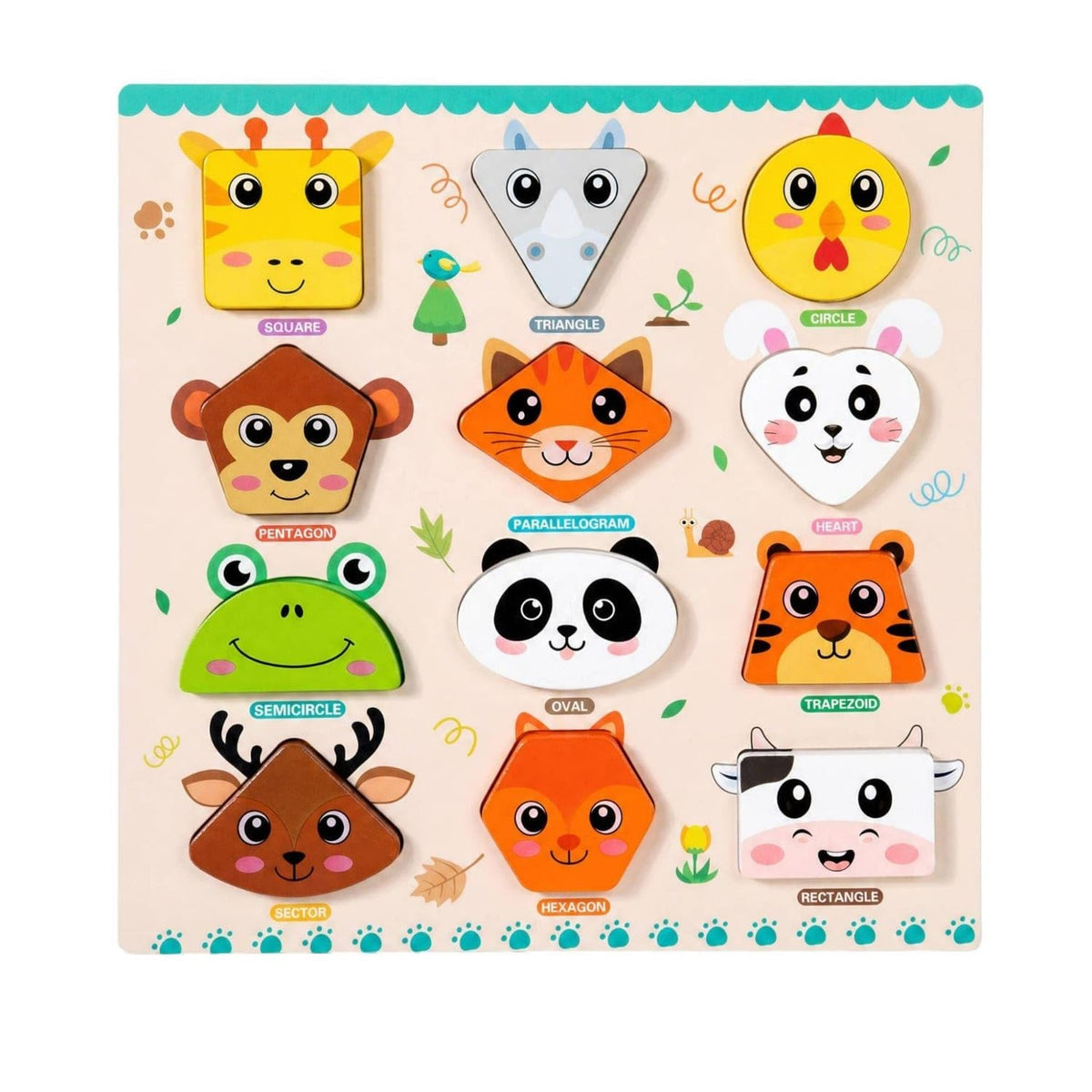 DIDÁCTICO TABLA ENCAJABLE NÚMEROS / LETRAS / ANIMALES