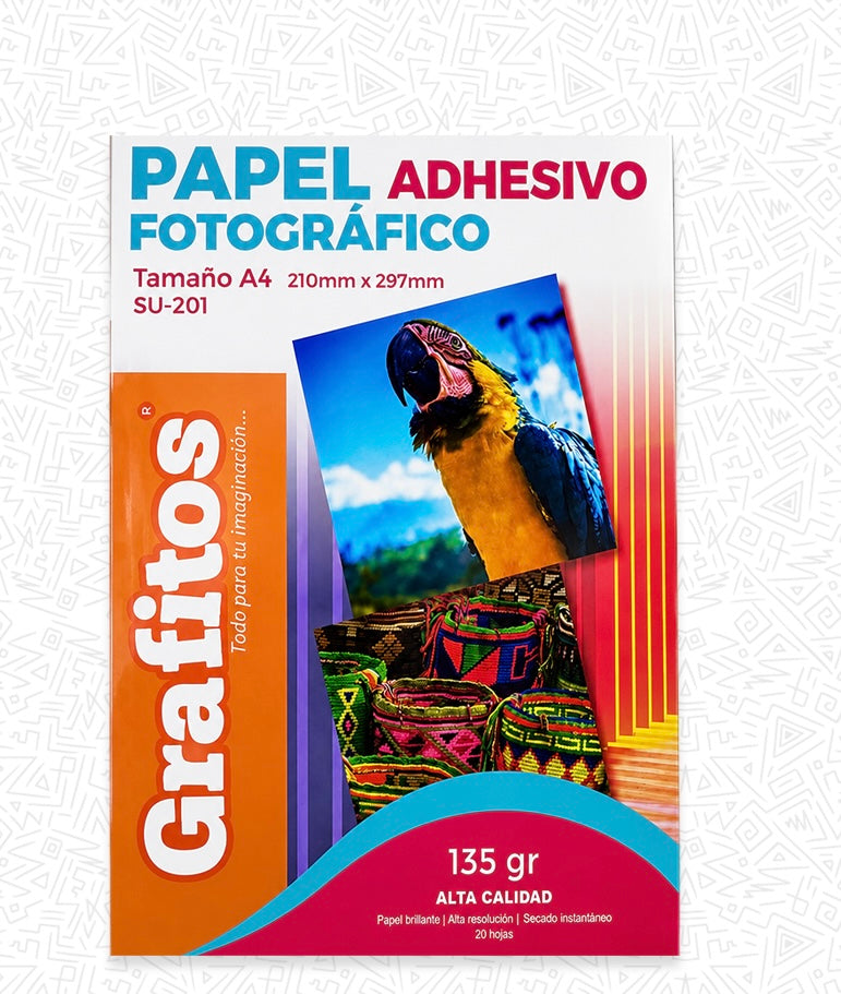 PAPEL FOTOGRÁFICO ADHESIVO 135 GRAMOS PQ X 20