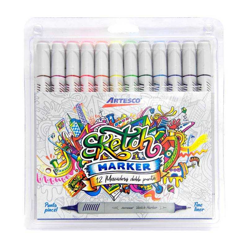 MARCADOR ARTESCO X12  DP PUNTA PINCEL Y LINER