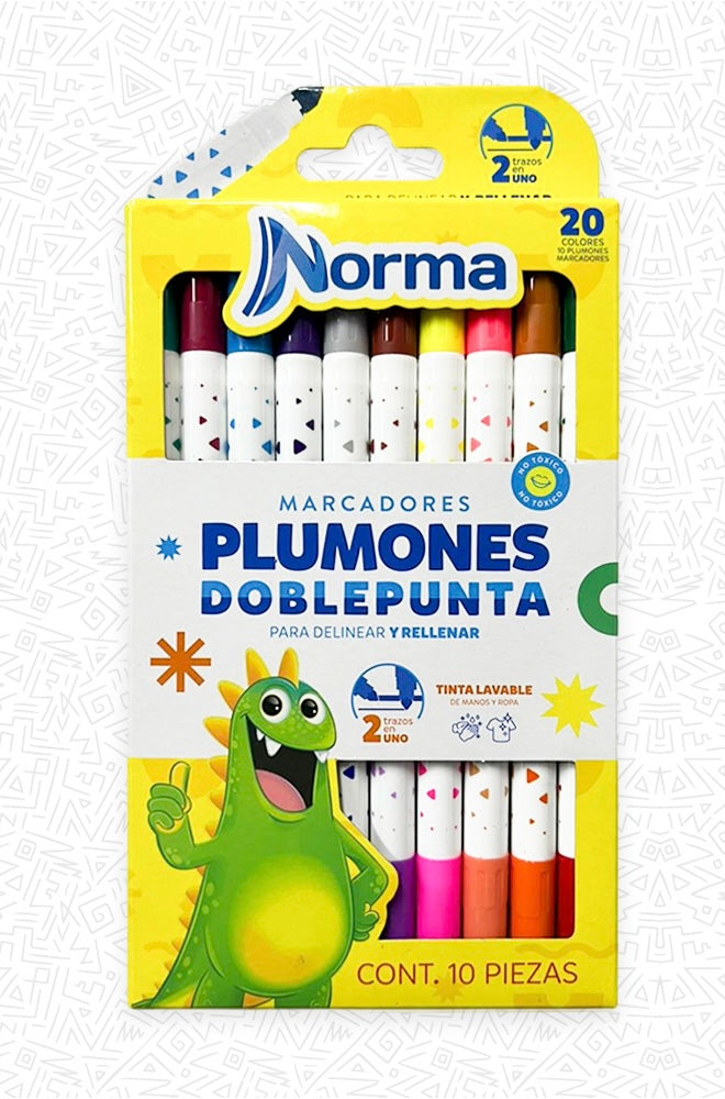 PLUMÓN MARCADOR DOBLE PUNTA x10 NORMA