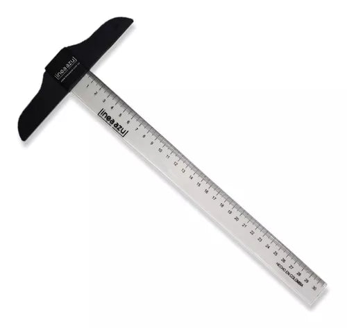 REGLA T 50 CM LINEA AZUL