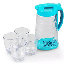 SET JARRA MAS VASOS  MULTICOLOR DKASA