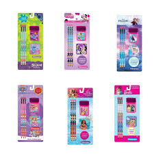 SET LAPIZ+BORRADOR+SACAPUNTAS PERSONAJES PRIMAVERA