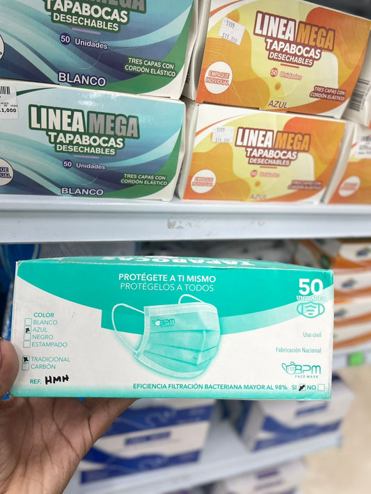 TAPABOCAS TERMOSELLADO ADULTO X 50 UND