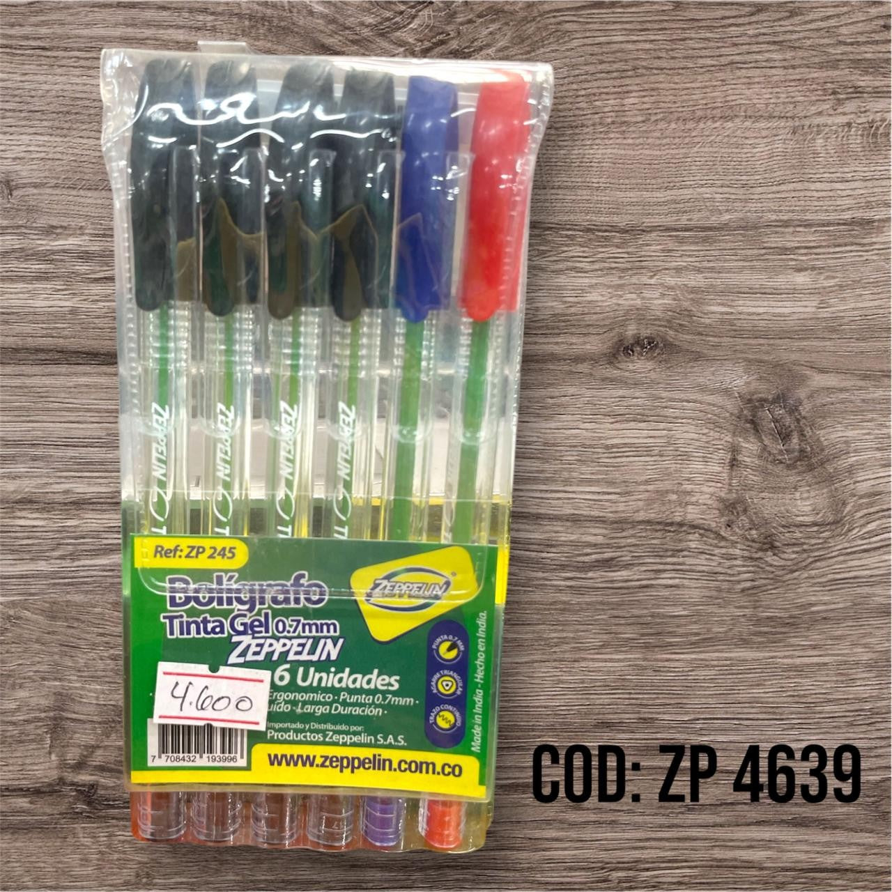 LAPICERO TINTA GEL X6 ZEPPELIN 0.7MM ZP245