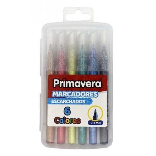 MARCADOR PRIMAVERA ESCARCHADO X6 PUNTA FINA