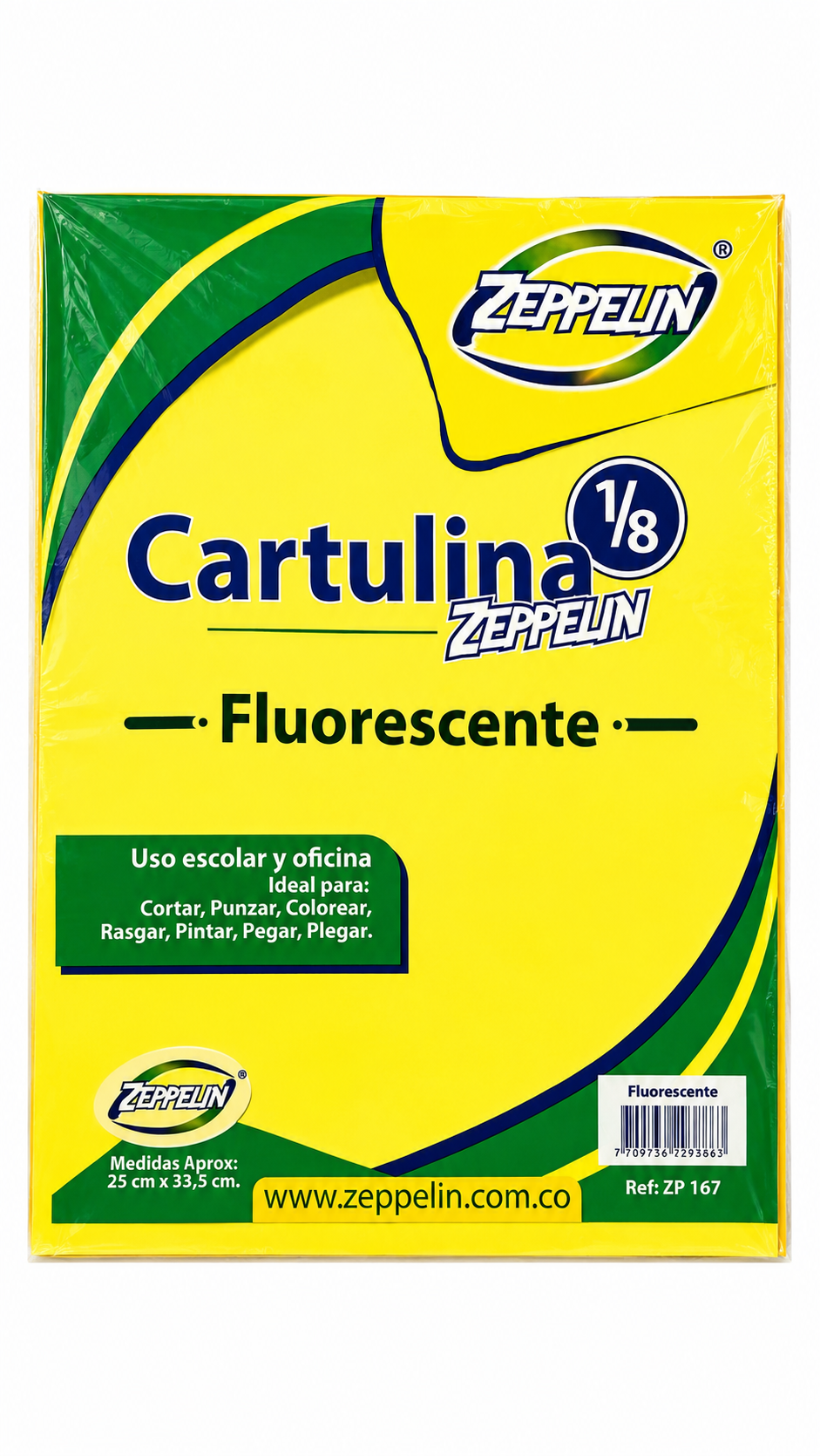 CARTULINA FLUORECENTE 1/8 ZEPPELIN X10